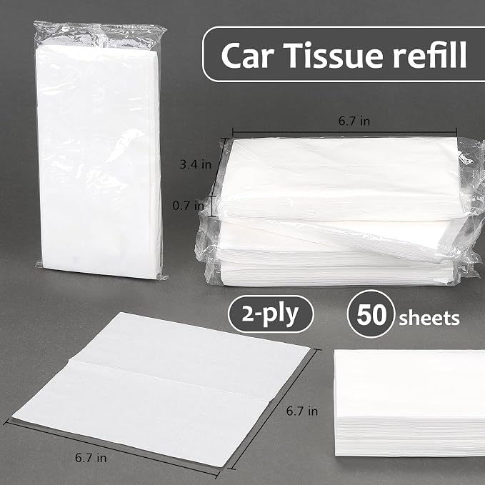 Accmor Car Tissue Refills, Car Holder Tissues Refills for Visor, 12 Packs | Ultra-Soft, Smooth, 2-Ply, 600 Sheets, Napkins Holder Refill, Car Travel Tissue Refills for Vehicle, Home, Office