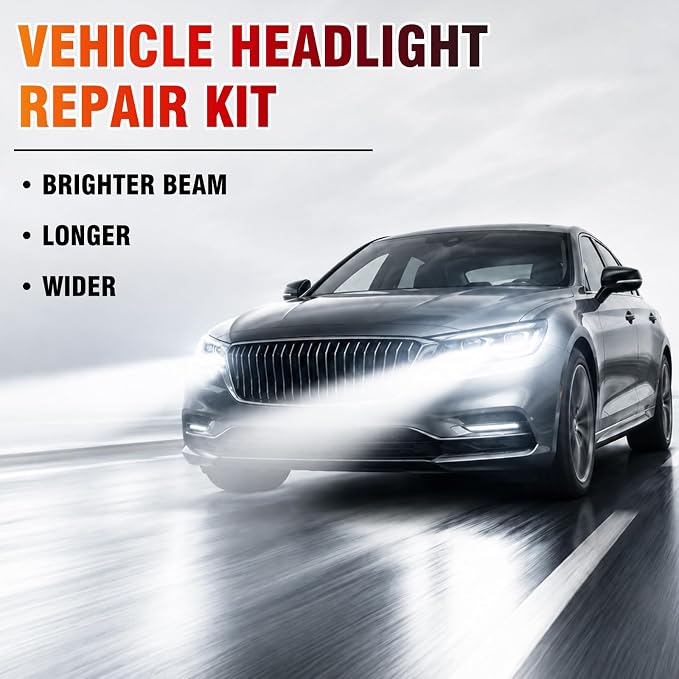 Car Headlight Restoration Kit, Vehicle Headlight Cleaner for Yellowed, Oxidized, Foggy and Cloudy Headlights, Headlight Repair Kit Helps Improve Night Driving Visibility for Cars, Trucks and SUVs