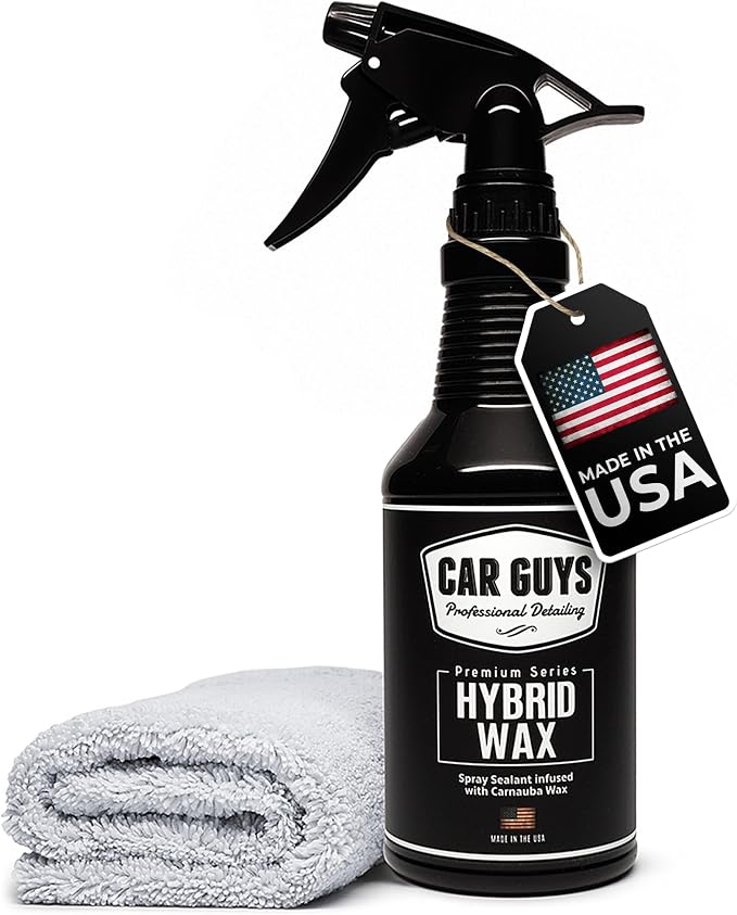 CAR GUYS Hybrid Spray Wax | Advanced Car Wax | Long Lasting and Easy To Use | Safe on All Surfaces | 18 Oz Kit with Towel
