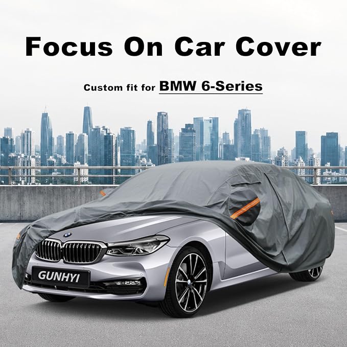 GUNHYI Premium Car Cover Custom Fit BMW 6-Series, 16 Layers Heavy Duty Car Cover Waterproof All Weather with Zipper Door for Sun Rain Snow Dust Uv Protection
