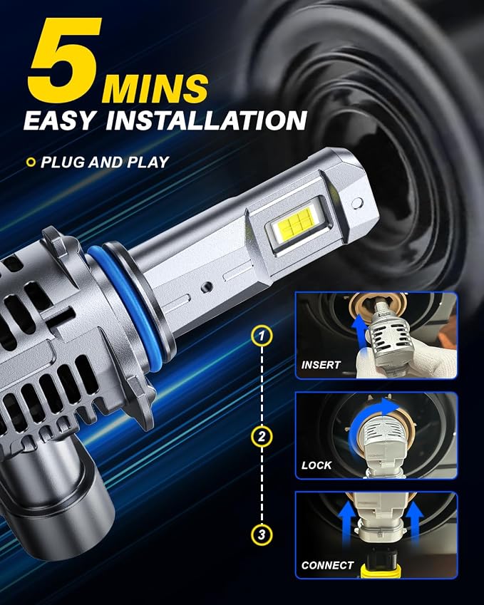 AUTOONE Upgraded 9005 9006 LED Bulbs Combo 6500K White, 100,000LM 12X Ultra Bright 9005/HB3 9006/HB4 LED Fog Light Bulbs Plug and Play, 99% CANBUS Compatibility, Pack of 4