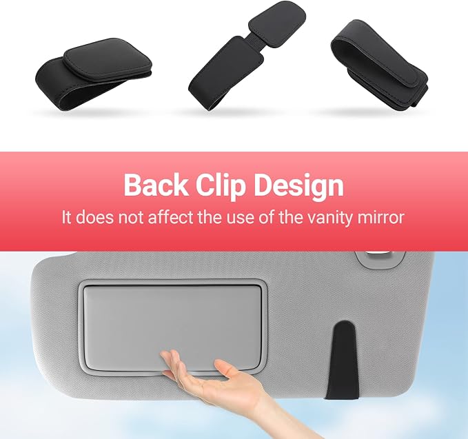 KanSmart Sunglass Holder for Car Sun Visor Magnetic Sunglasses Clip -2 Pack | sun visor organizer, ticket card clip, universal auto interior accessories, one-handed magnetic, anti-scratch,eyeglass holder