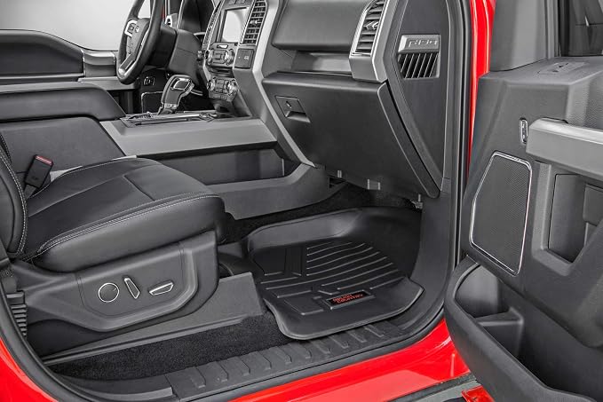 Rough Country All Weather Floor Mats Set for Dodge Ram 1500 Crew/Mega-Cab (2012-2018) - Custom Fit Floor Armor, Waterproof, Easy Clean