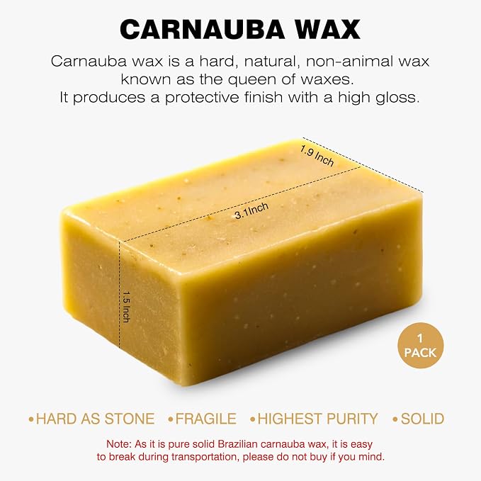 Carnauba Wax Paste - Pure Carnauba Wax Stick for Wood Buffing Compound | High-Gloss Finish - Prevents Cracking Or Warping - Easy Application - Non-Staining