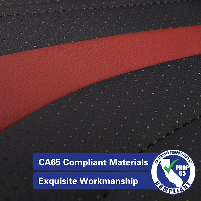 EKR Car Seat Covers Custom Fit for Toyota 4Runner(7 Seats) Full Set | for Toyota 4 Runner 2010-2024 Seat Covers for SUV,Airbag Compatible,Waterproof Pet-resistant,Faux Leather(Black+Burgundy)