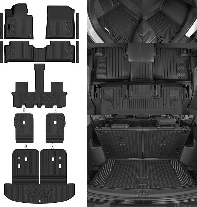 Naibeve Floor Mats for 2021-2026 Kia Sorento Gas 6 Seats (Bucket Seats) | All Weather Floor Mats, Cargo Mat, 2nd Row Backrest Mats, Backrest Mats, Door Sill Guards, (Not for Hybrid) accessories
