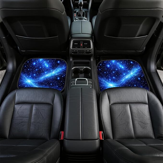 Galaxy Car Floor Mats Set of 4 Blue Starry Night Cosmic Sky Automotive Foot Mats Rugs Carpet for Car Non-Slip Auto Car Accessories Universal Fit Car Accessories for Truck