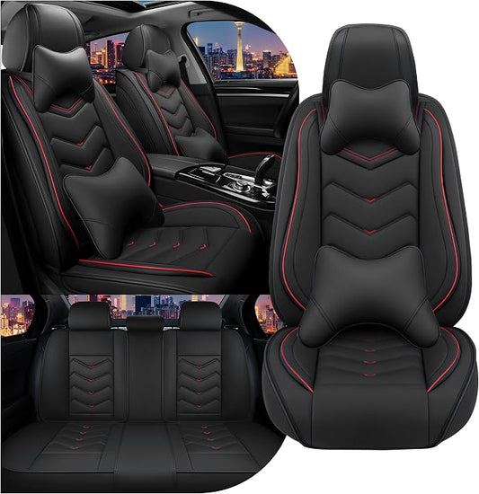 CTDS Car Seat Covers for Honda Civic 2000-2026, Stylish Sport Seat Cover, Premium Nappa Leather Car Seat Cover. Automobile Seat Covers Sets.(Luxury 5 Seats/Black)