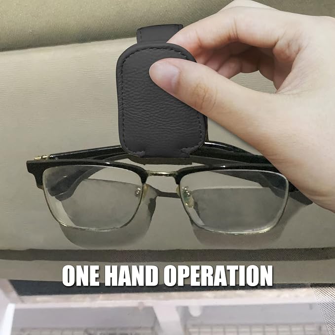 2 Pack Leather Car Visor Sunglass Holder, Magnetic Leather Glasses Eyeglass Hanger Clip for Car, Sunglass Clip Glasses Holder for Car Visor（Black） | Leather Glasses Eyeglass Hanger Clip for Car, Sunglass Clip Glasses Holder for Car Visor