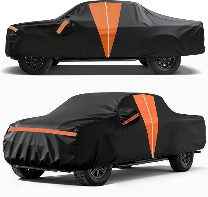 Heavy Duty Truck Cover Waterproof All Weather, Anti Hail Truck Covers with Soft Cotton Lining for Ford F150 for Chevy Silverado for Dodge Ram 1500, Universal Fit for Pickup 230"-242"L,Size XL