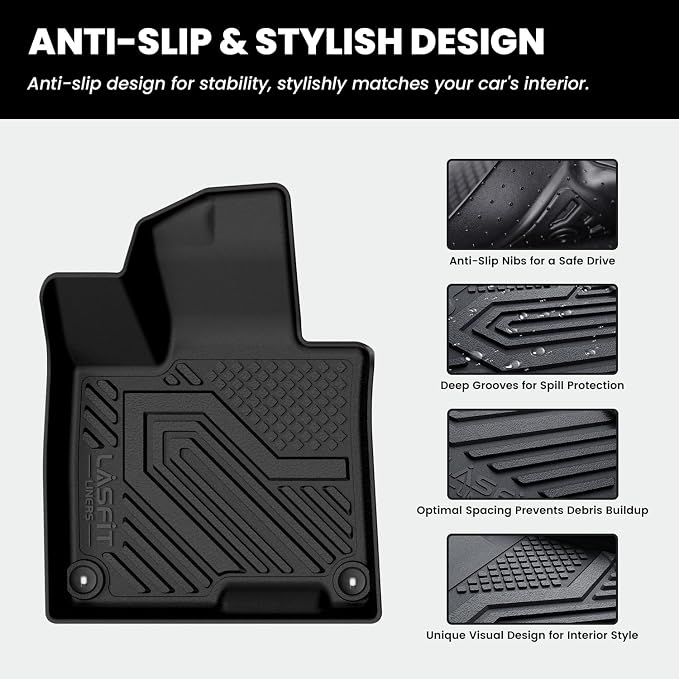 LASFIT Floor & Cargo & Seatback Mats for Kia Sportage Gas 2026 2025 2024 2023 (Not Fit Hybrid), All Weather TPE Custom Fit Floor Liners with Full Set Car Mats & Trunk Mats Accessories, Black