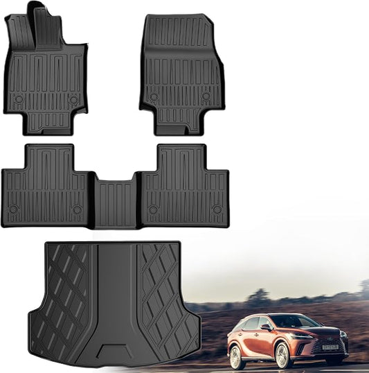 Custom Fit Floor Mats & Cargo Liner for Lexus RX350/RX350h/RX500h 2023-2026 (Excludes RX450h+ PHEV), Heavy Duty TPE All-Weather Trunk Mat