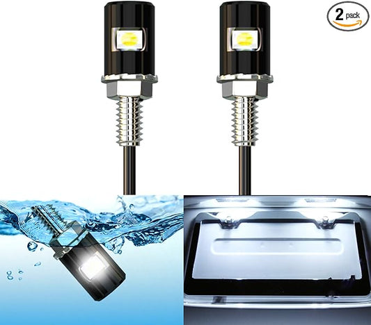 License Plate Light, License Tag Screw Bolt LED, Super Bright 12V Waterproof License Plate LED Bulb Motorcycle Tag Lights Legal for Motorcycle Bike Truck RV ATV, Cool White(2PCS)