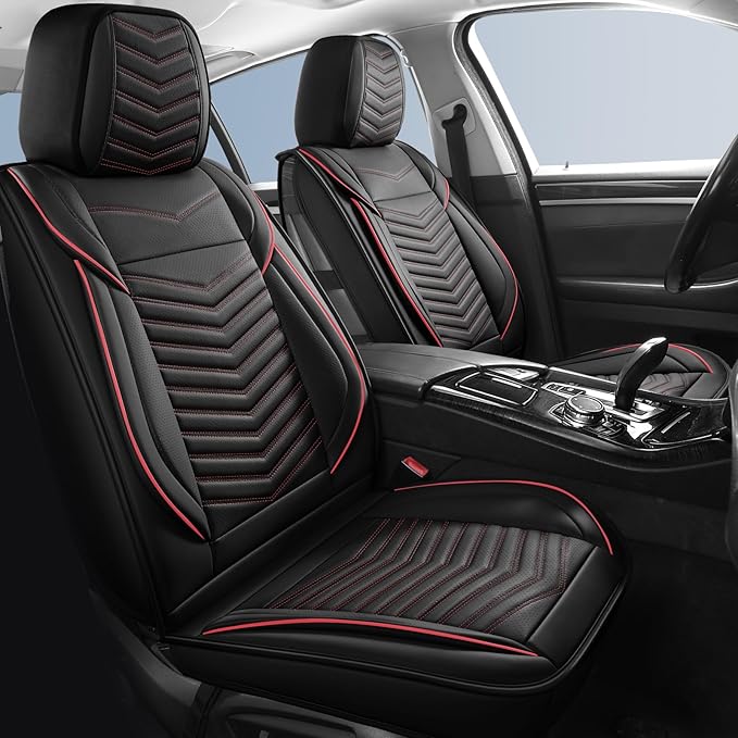 HChengkikz Nappa Leather Car Seat Covers Full Set, Car seat Protector 5 Seats, Waterproof Car Seat Cushion, Universal Automotive Seat Covers Fit for SUV Truck Pick-up Sedan, Front and Rear | Easy Maintenance, Airbag Compatible, Universal Fit For Most S...