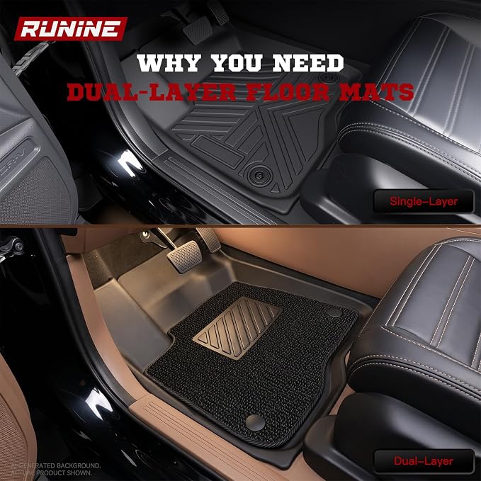 Floor Mats Cargo Mat for Honda CRV 2023 2024 2025 2026 Car Mat Accessories(Include Hybrid), 2-in-1 All Weather TPE Floor Liners with Removable Carpet Layer, Custom Fit Waterproof Anti-Slip Car Mats