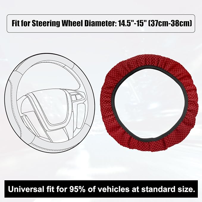 X AUTOHAUX Steering Wheel Cover Universal Elastic Stretch Antislip Breathable Microfiber Ice Silk Interior Trim Wheel Protector for Car Truck SUV Red