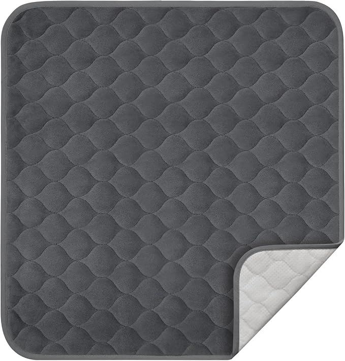 Reusable Waterproof Incontinence Chair Pads (22" x 21") - Machine Washable Seat Protector - Chair Protector Seat Cover, Extra Heavy Absorbency, Seat, Car, Wheelchair & Recliner (Grey, 1 Pack)