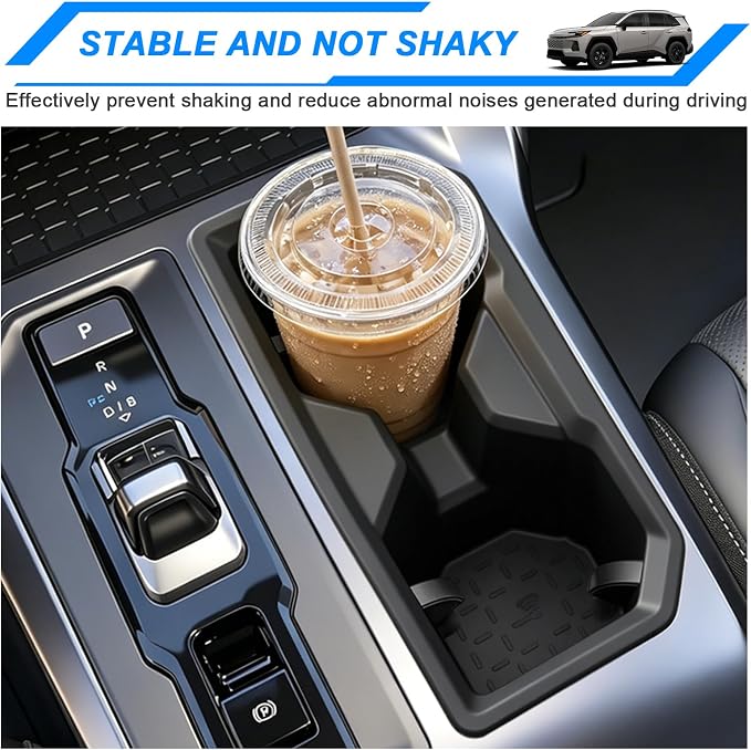 Cup Holder Insert for 2026 Toyota RAV4 Accessories, Spill-Proof, No Rattling Drink Holder Organizer, Center Console Silicone Cup Coaster Protector Anti-Slip Liner (Black)