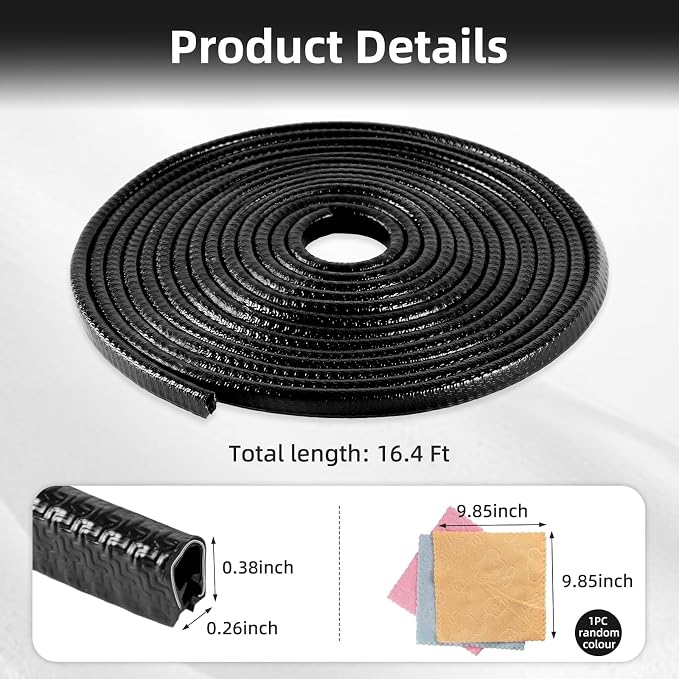 SINGARO 16.4Ft (5M) Car Door Edge Guard, No Glue Car Door Entry Guard Protective Strip, Rubber Edge Trim Car Door Protector, Applicable to Car, Truck, SUV and ATV, Car Exterior Accessories（Black）
