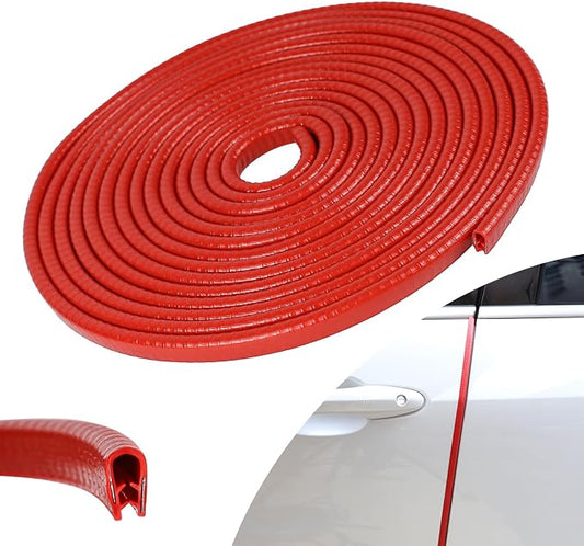Wuyaoyao 13.1Ft (4M) Car Door Edge Guards, Rubber U Shape Automotive Door Entry Guard Protector Strip, No Glue Required, Universal Vehicle Doors Edge Trim, Exterior Car Accessories (Red, 13.1FT)