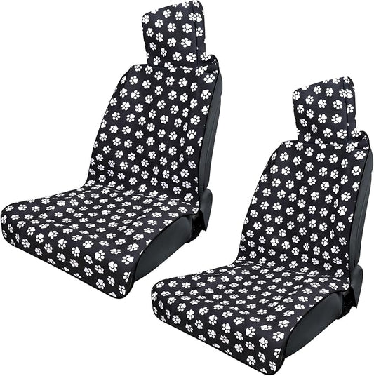 3tyto Universal Car Seat Covers, Waterproof Neoprene Seat Covers - Waterproof & Sweatproof, Machine Washable, Non-Slip Seat Protector for Car, Truck, SUV, Van (Paw, 2 Pack)