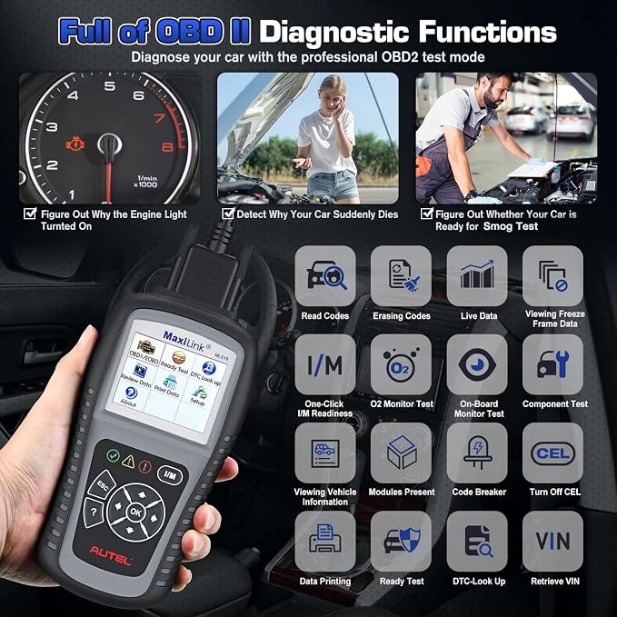 Autel MaxiLink ML519 OBD2 Scanner, New Ver. of AL519, Enhanced Mode 6 Car Code Reader, Check Engine Light Read/Erase Fault Code Car Diagnostic Tool, One-Click Smong Check, DTC Lookup, Up of AL319