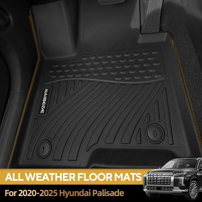 Naibeve Floor Mats for 2020-2025 Hyundai Palisade 7/8 Seats - All Weather Custom for Hyundai Palisade Floor Mats Trunk Mat with Backrest Mats Protector Accessories