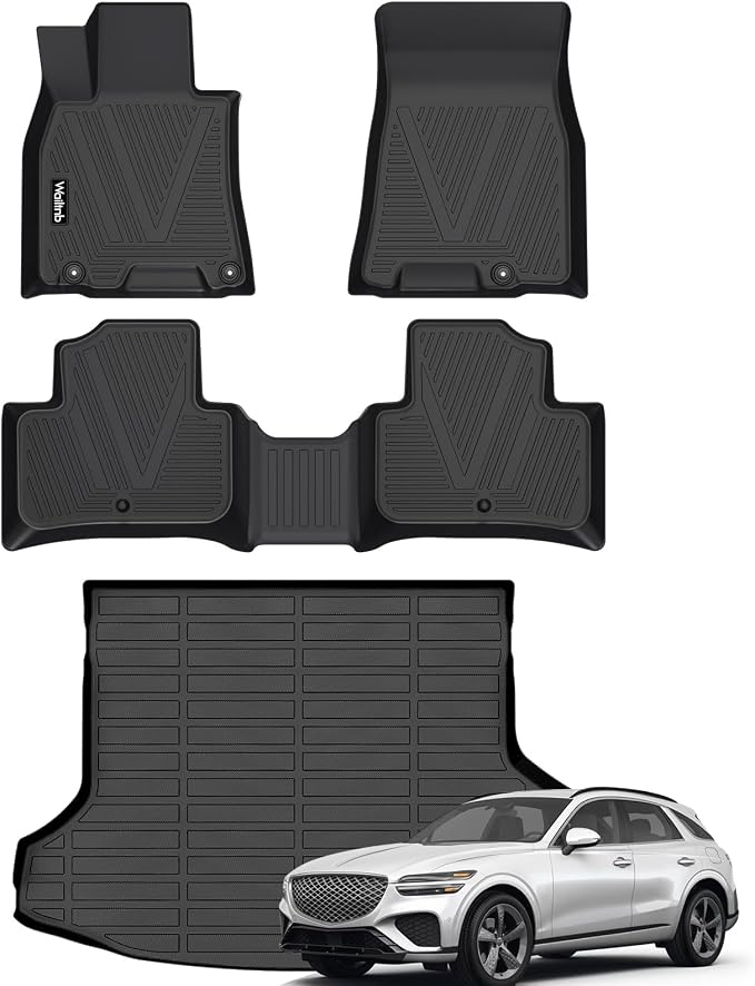 Wailtnb-Car Floor Mats & Cargo Liner Custom for 2022-2026 Genesis GV70 (Not for EV) Durable All Weather Protection Floor Liner Full Set GV70 Accessories Black
