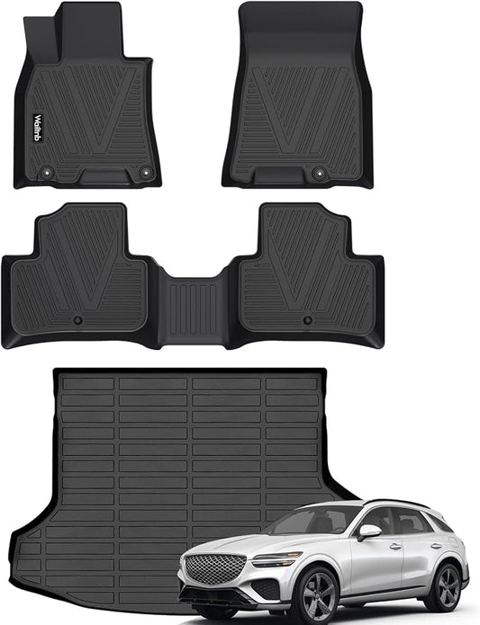 Wailtnb-Car Floor Mats & Cargo Liner Custom for 2022-2026 Genesis GV70 (Not for EV) Durable All Weather Protection Floor Liner Full Set GV70 Accessories Black