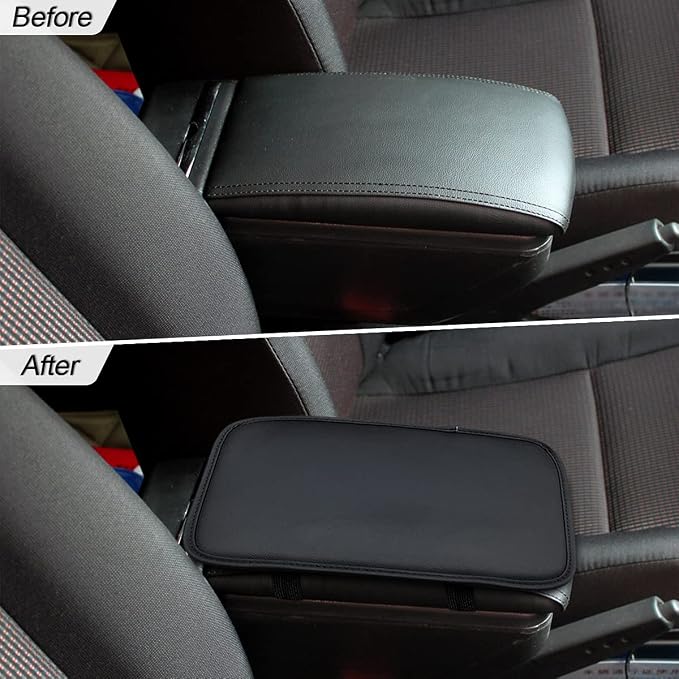 8sanlione Leather Center Console Cushion Pad, 11.4"x7.4" Waterproof Armrest Seat Box Cover Fit for Most Cars, Vehicles, SUVs, Comfort, Car Interior Protection Accessories (Black/Skin)