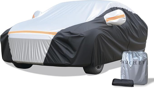 Car Cover Waterproof All Weather,6 Layers Car Covers for Automobiles, Full Exterior Cover with Zipper, Outdoor Car Cover Sun UV Rain Snow Wind Protection, Fit for 185"(185 * 70 * 59 inch) Sedan