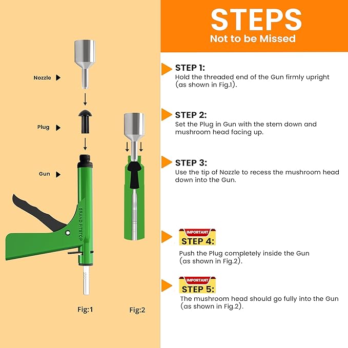 GRAND PITSTOP Tubeless Tire Gun Puncture Repair Kit with Mushroom Plug for Tyre Punctures and Flats on Cars, Motorcycles, ATV, Trucks & Tractors (Gun Puncture kit 15 Plugs, Green)