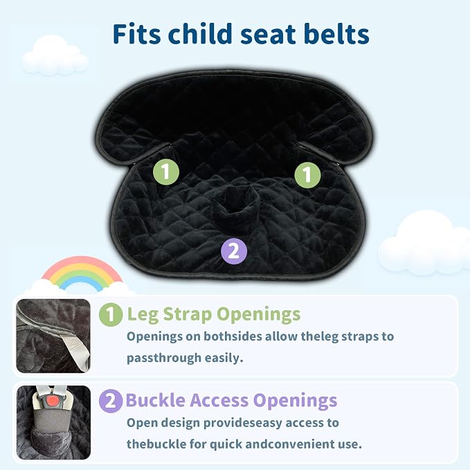 Wonderkin 2-Pack Potty Training Car Seat Protector, Waterproof Car Seat Liner, Non-Slip Leak-Proof Piddle Pads,Washable Cover Fits Car Seats Strollers Bouncers, Ages 6 Months to 4 Years (Black)