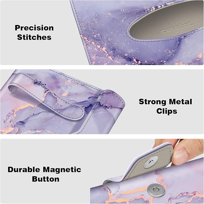 CaseBot Car Visor Tissue Holder, Sun Visor Napkin Holder, Mask Holder, PU Leather Backseat Tissue Box for Truck SUV, Lilac Marble