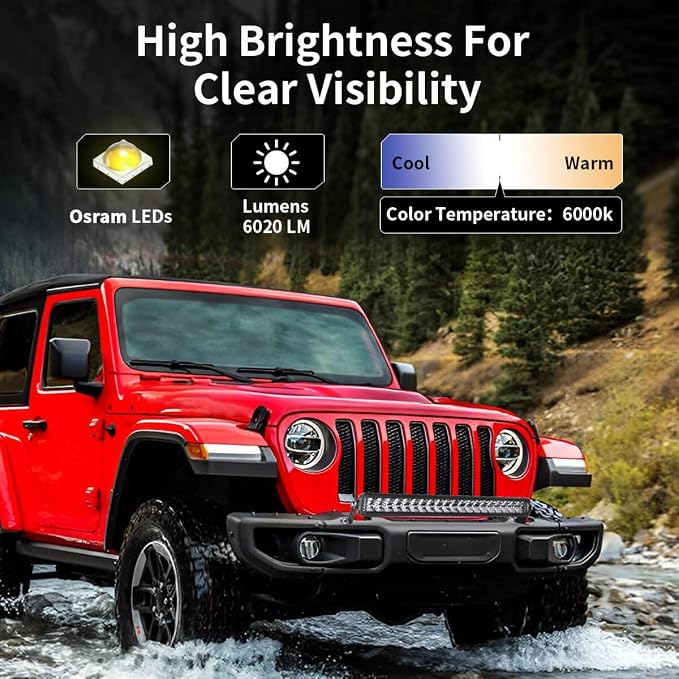 LASFIT 22 inch LED Light Bar, IP67 Waterproof Off Road Spot Flood Light Bar for Wrangler/Camry/Accord/Ranger/Explorer/ATV