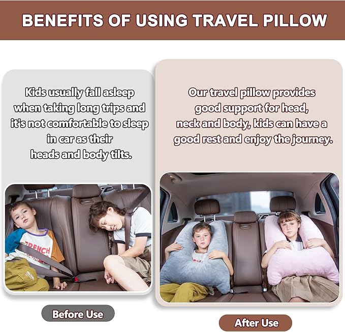 1 MIDDLE ONE Car Pillow for Kids, Memory Foam Cooling Travel Pillow for Car and Adults, Kids Car Pillows for Sleeping on Road Trip, Small Body Pillow for Kid (Cooling Blue)