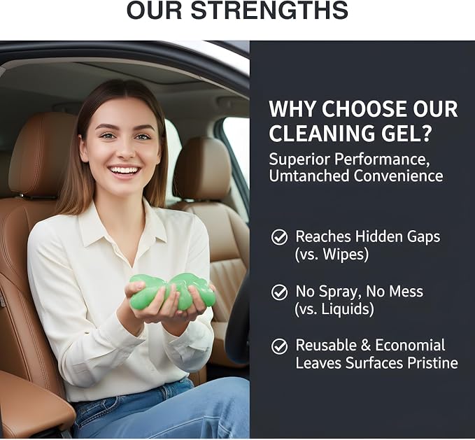 MysticHome for Car Cleaning Gel,Reusable Cleaning Putty for Interior Detailing PC Keyboard, Car Cleaning Supplies, Auto Detailing Tools, Car Slime for Dust Removal, Cleaning Kit(Green, 3.0 OZ)