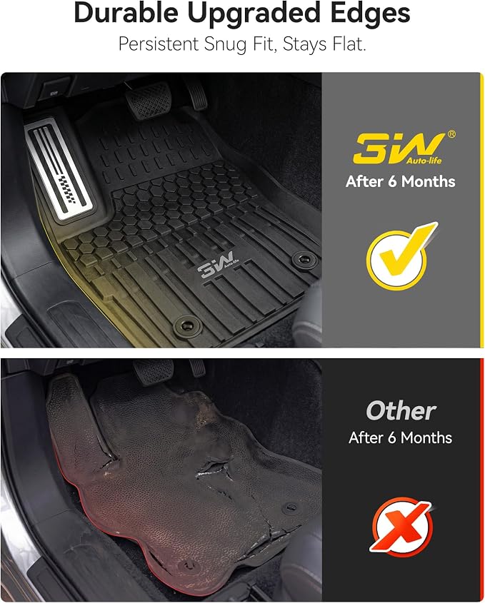 3W Floor Mats for Toyota Tacoma 2024-2026 Double Cab Auto Tran(Not Fit Hybrid & XtraCab) with Metal Pedals, TPE All Weather Custom Fit Floor Liner for Tacoma TRD/SR/SR5/limited Car Liners.