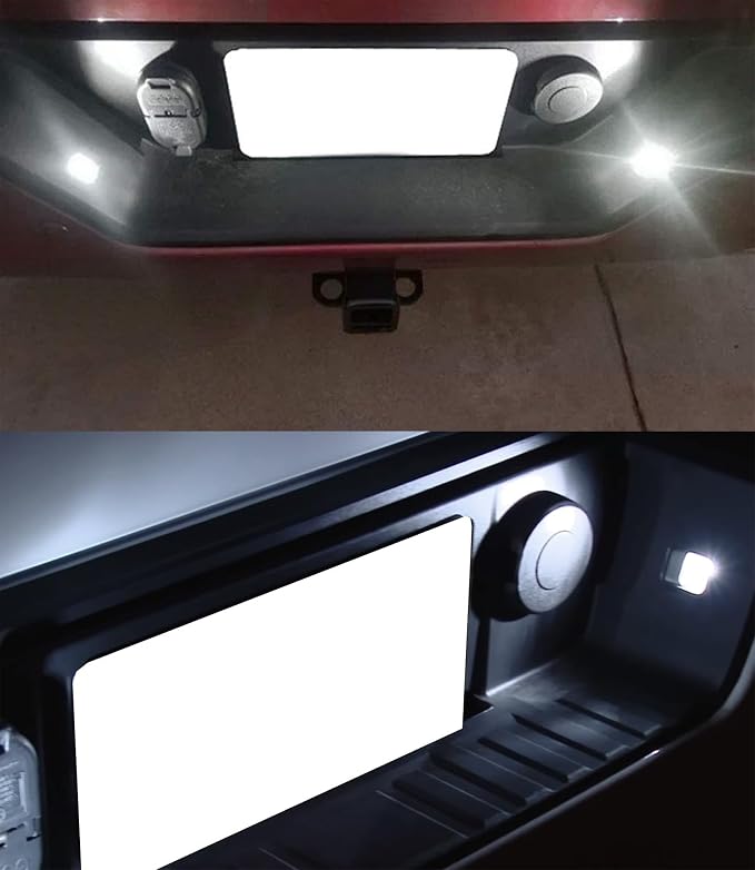 iJDMTOY OEM-Fit 3W Full LED License Plate Light Assembly Kit Compatible With Chevrolet Silverado Colorado GMC Canyon Sierra 1500 2500 3500 Truck, Powered by 15-SMD Xenon White LED Diodes