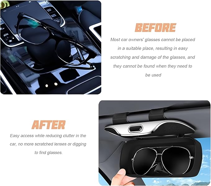 zipelo Sunglasses Holder for Car Sun Visor, Protective Automotive Eyeglasses Storage Case Hanger, Soft Vehicle Interior Glasses Organizer Box Accessories, Universal Fit (Carbon Fiber)