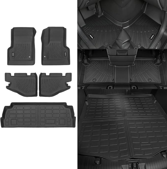 Custom Fit Floor Mats for Jeep Wrangler TJ 1997-2006, All Weather TPE Floor Liners, Odorless Full Set Interior Accessories