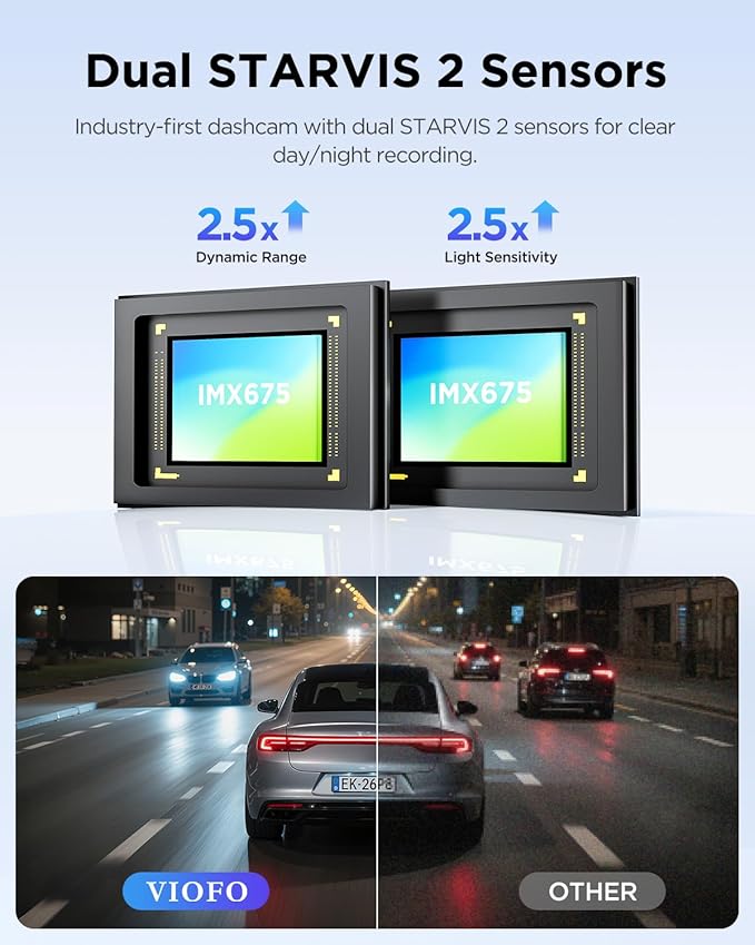 VIOFO A229 Plus Dash Cam Front and Rear, 2K Dual STARVIS 2 Sensors & HDR | 1440P+1440P Car Dash Camera, 5GHz Wi-Fi, Smart Voice Control, Ultra-Precise GPS, Built-in Supercapacitor, 24H Parking Modes
