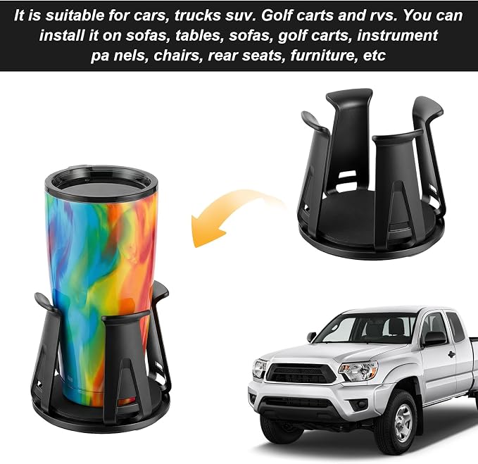 Amaxiu 2 Pcs Car Cup Holder Expander, Adjustable Cup Holder for Cars Automotive Slim Can Cupholder Insert Adapter with Self-Adhesive & Suction Cups Secure Drink Holders for Car SUV Truck
