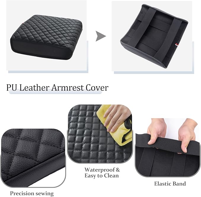 JDMCAR Armrest Cover Compatible with 2021-2025 2026 F150 PU Leather Car Interior Accessories, Customized Anti-Scratch Leather Armrest Lid Protector Pad (Work Surface Console Only)