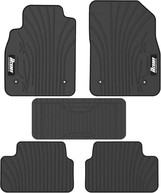 Fit 2008-2015 Chevrolet Cruze Floor Mat IKON Latex Rubber Latex Black | IKON MOTORSPORTS, Fit 16 Cruze Limited, All Weather Season Car Auto Front Rear Carpets Liner 5PC