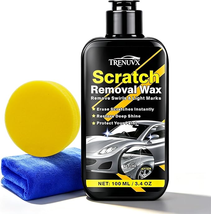 Car Scratch Remover, Scratch Remover for Vehicles, Scratch Removal Wax, Car Paint Scratch Repair, Helps Reduce Minor Scratches and Swirl Marks, Restores Gloss and Shine, 3.4 fl oz/100ml