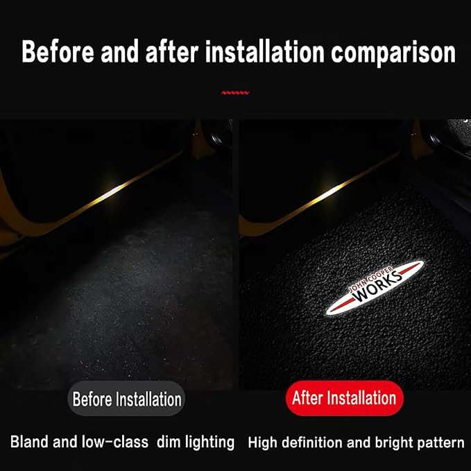 2Pcs Car Door Lights Projector for R55 R56 R57 R58 R59 R60 R61 F55 F56 F57 Car Door Logo Light Colorfast Courtesy Projector Laser Puddle lamp Welcome Lights Ghost Shadow Light Accessories (JCW 2)