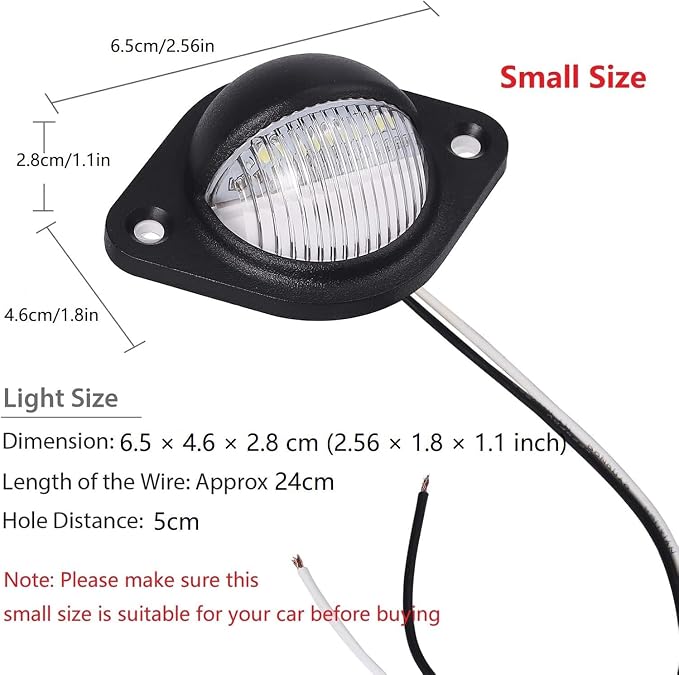 Justech 2 PCS 3LEDs License Plate Light, 12V 24V Waterproof Number Plate Lights, Universal Tag Lights for License Plates Tag Lamps Assembly for Trucks, SUV, Trailers, Van, RV, Boats - Black