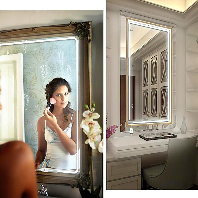 LED Vanity Mirror Lights, Hollywood Style Makeup Lighting, 6.6FT/6000K/Dimmable/12V Adapter/Self-Adhesive Strip Lights for Mirror, Lighting for Makeup Table & Bathroom