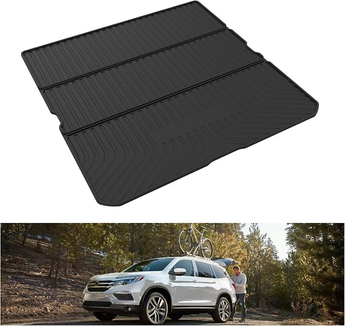 Kiwi Master Folding Cargo Mat for 2016-2026 Honda Pilot | OEM Replacement 08U45-TG7-100, Custom Fit All Weather Car Rear Cargo Liner, Heavy Duty TPE Tray Trunk Mat, Black